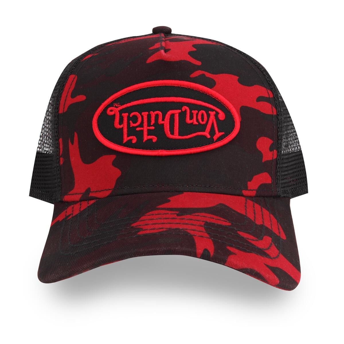 RED UPSIDE DOWN LOGO CAMO TRUCKER