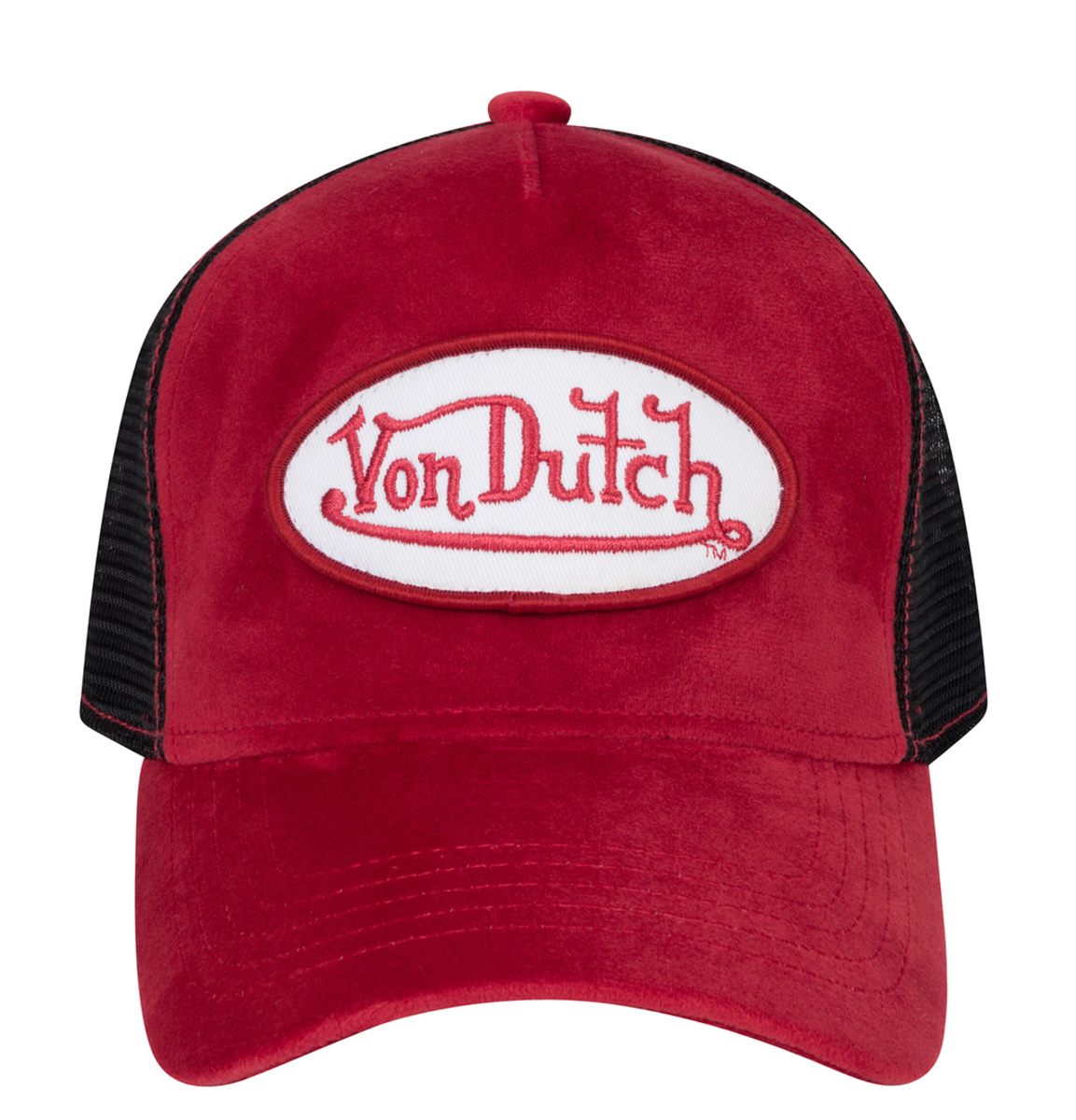 VON DUTCH WITH BURGUNDY VELVET WITH PATCH LOGO TRUCKER