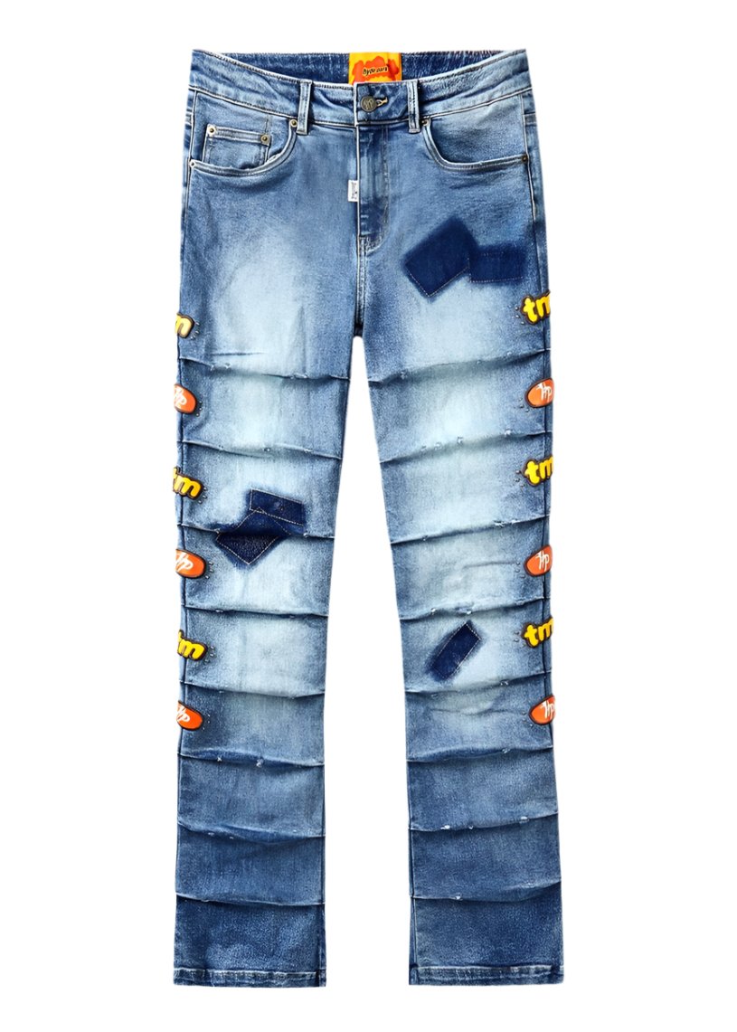 Crinkle Denim Pant - Blue