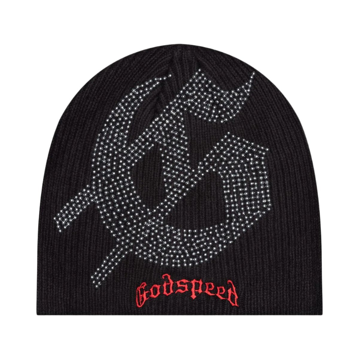 STUDDED Beanie - Black/Red