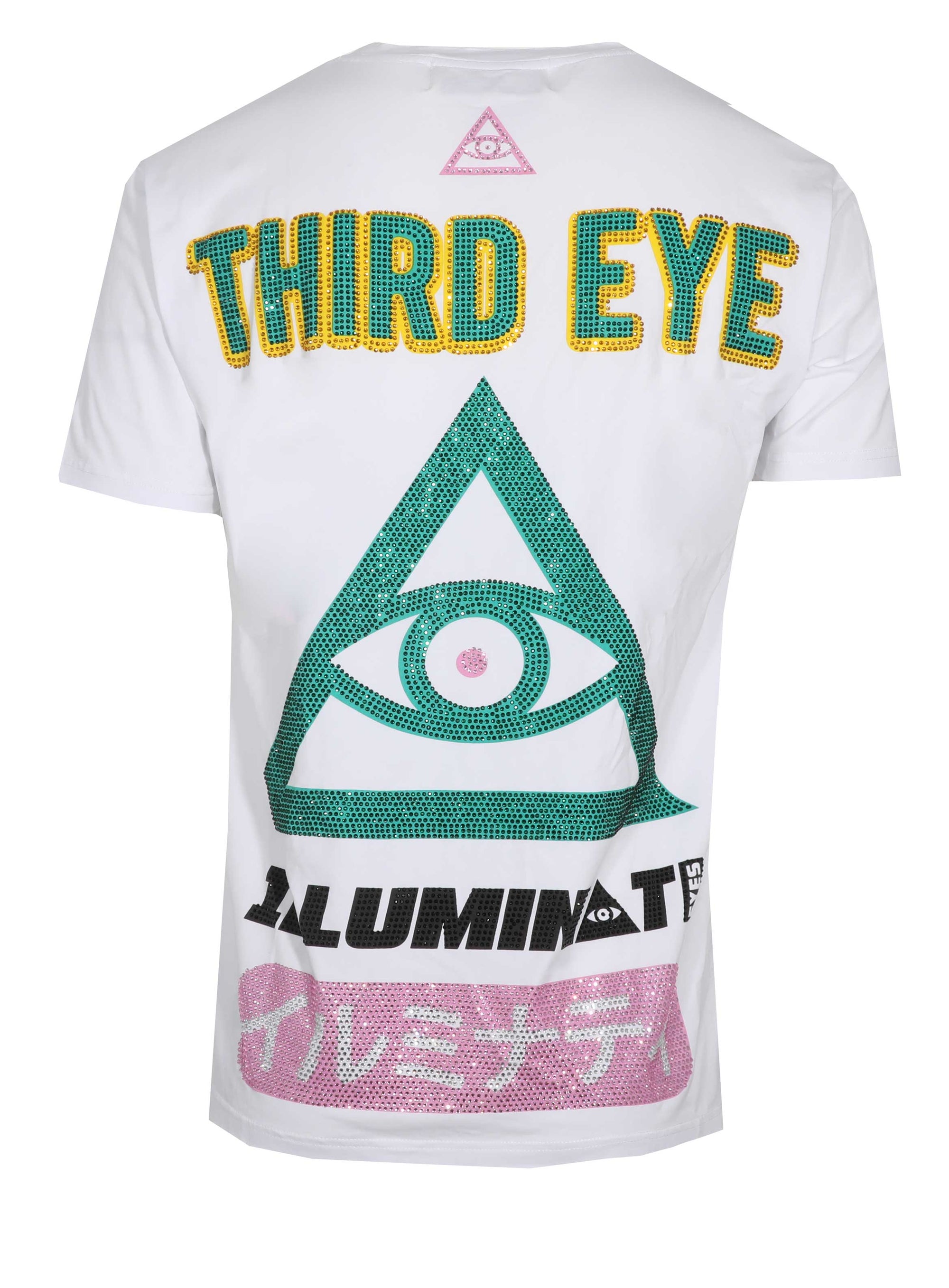 THIRD EYE ILLUMINATI CRYSTAL TEE - WHITE