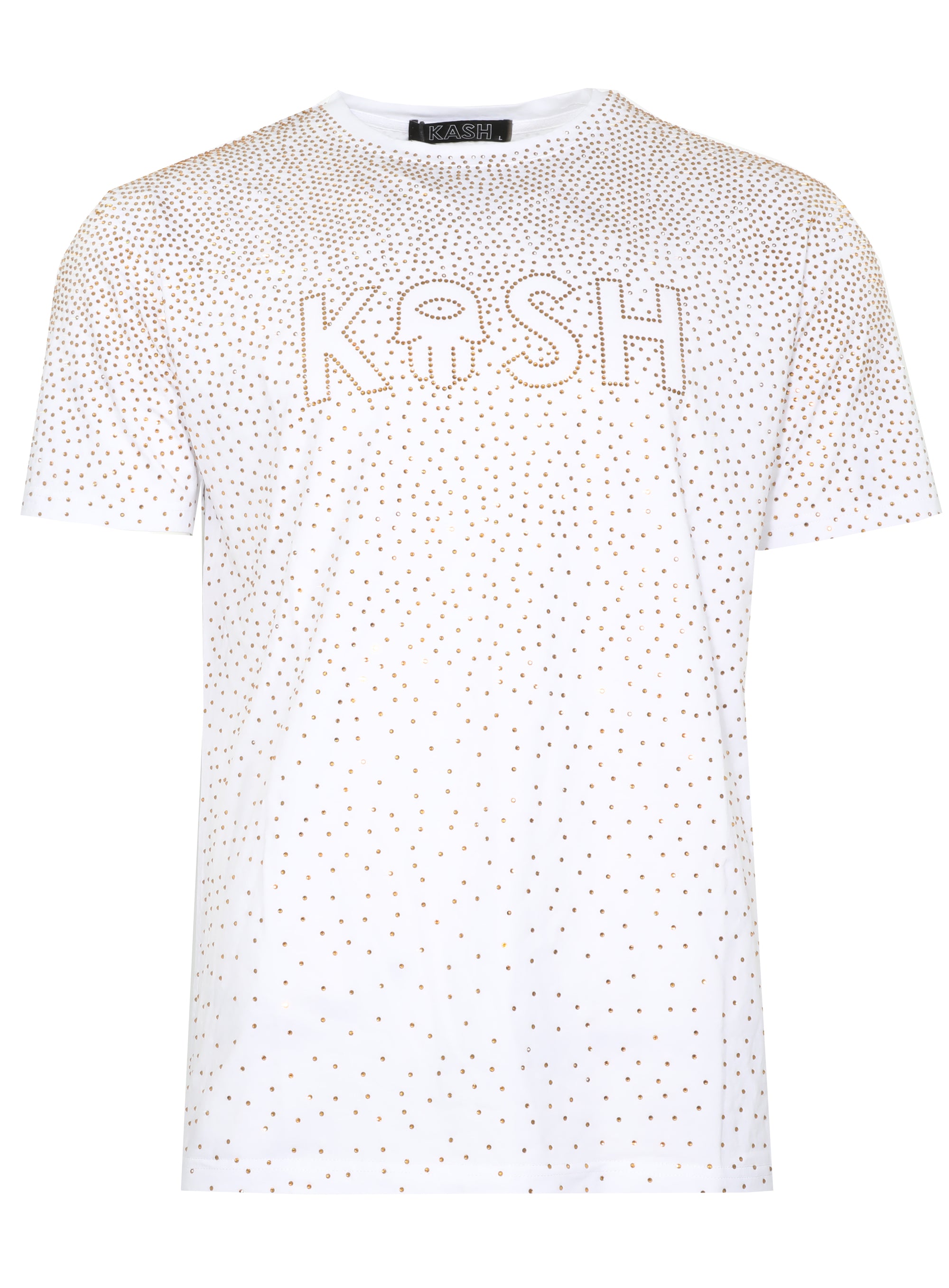 KASH LOGO DIAMOND TEE - WHITE/GOLD CRYSTAL