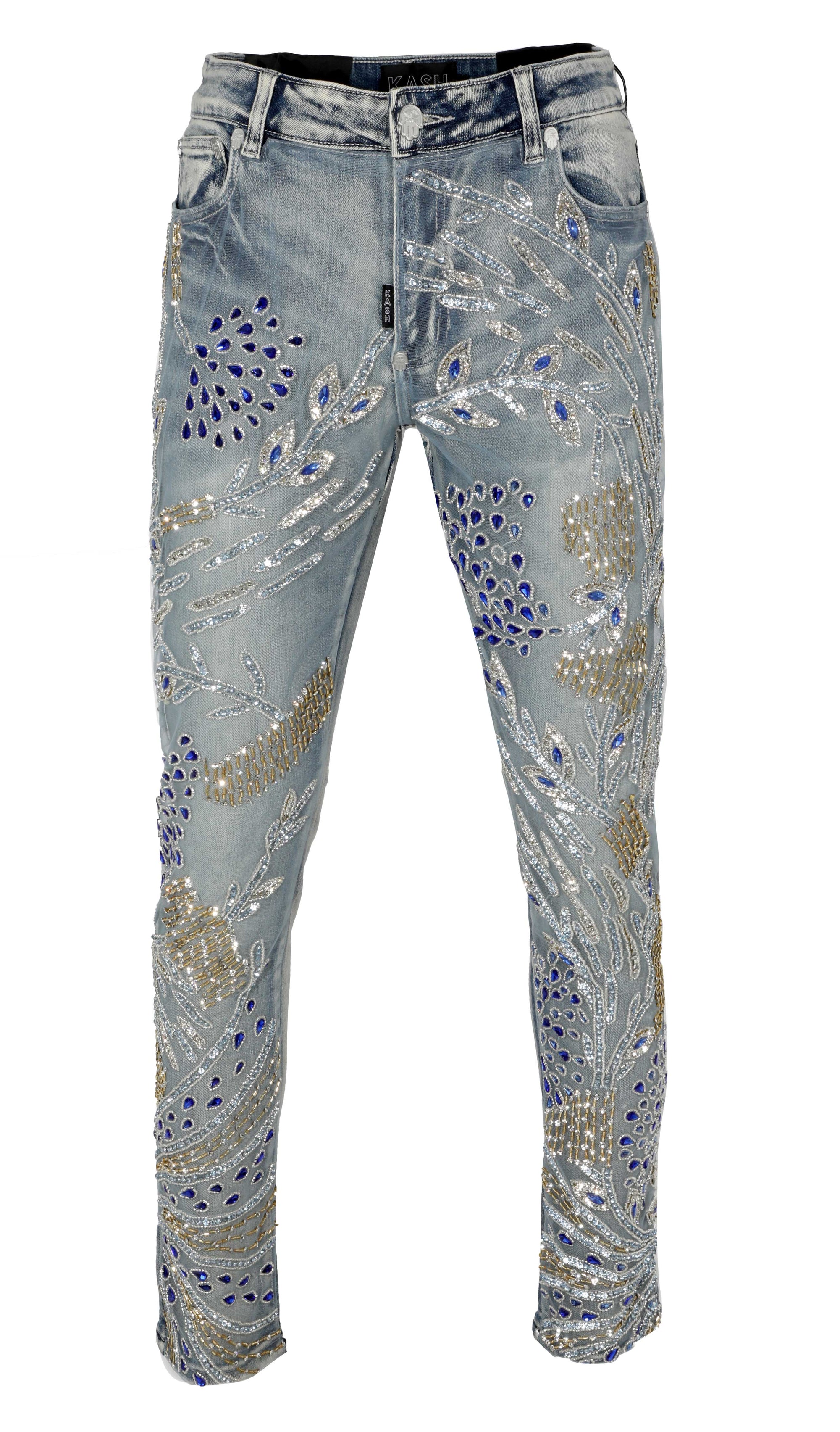 KASH COUTURE DIAMOND SKINNY DENIM - BLUE