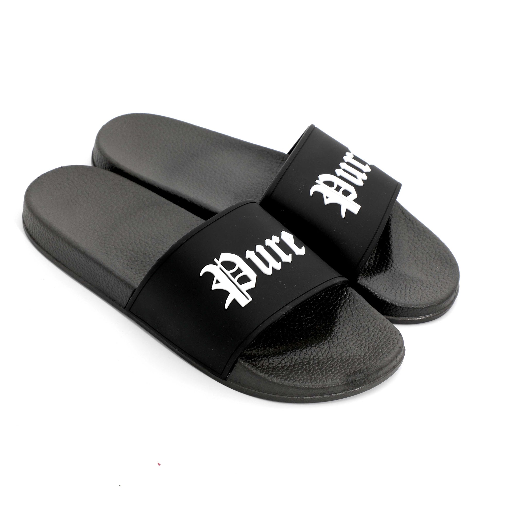 Pure Logo Slides - Black W/ White