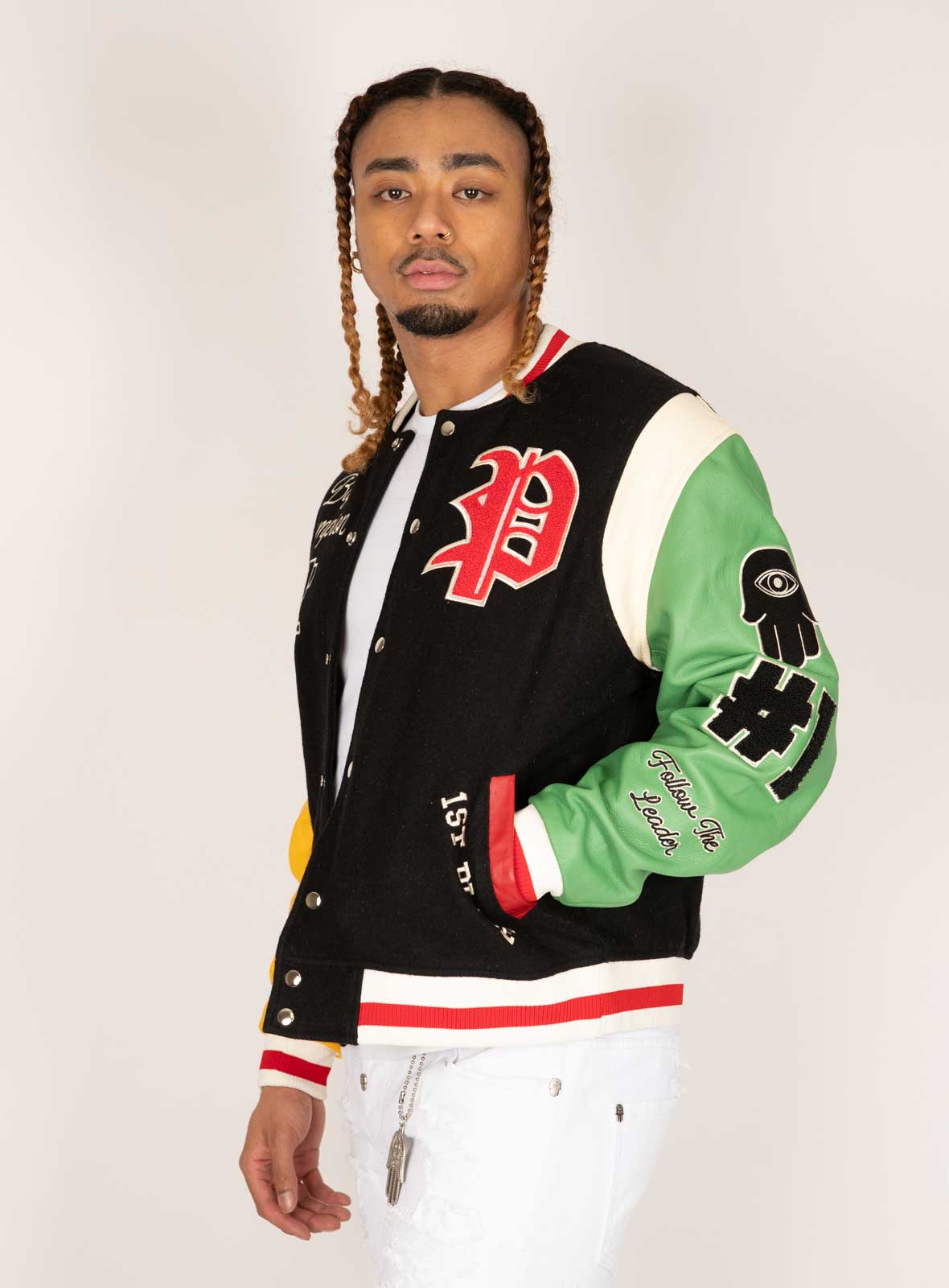 PURE CHENILLE VARSITY JACKET - BLACK W/ RED - PureAtlanta.com