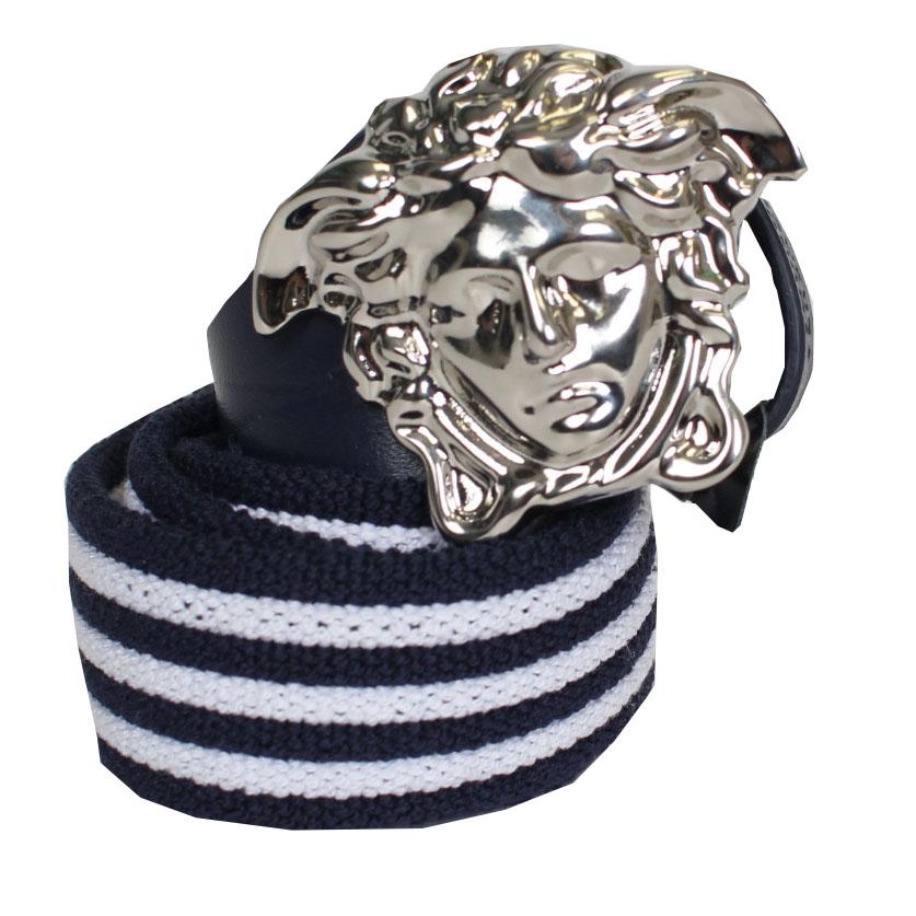 Boys Nautical Print Elastic Belt-Navy and White