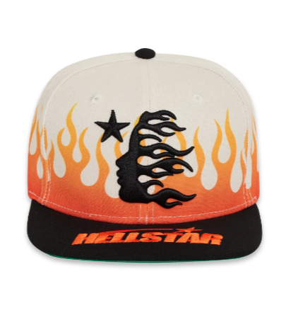 Flame Vintage Snapback Hat - Cream and Black