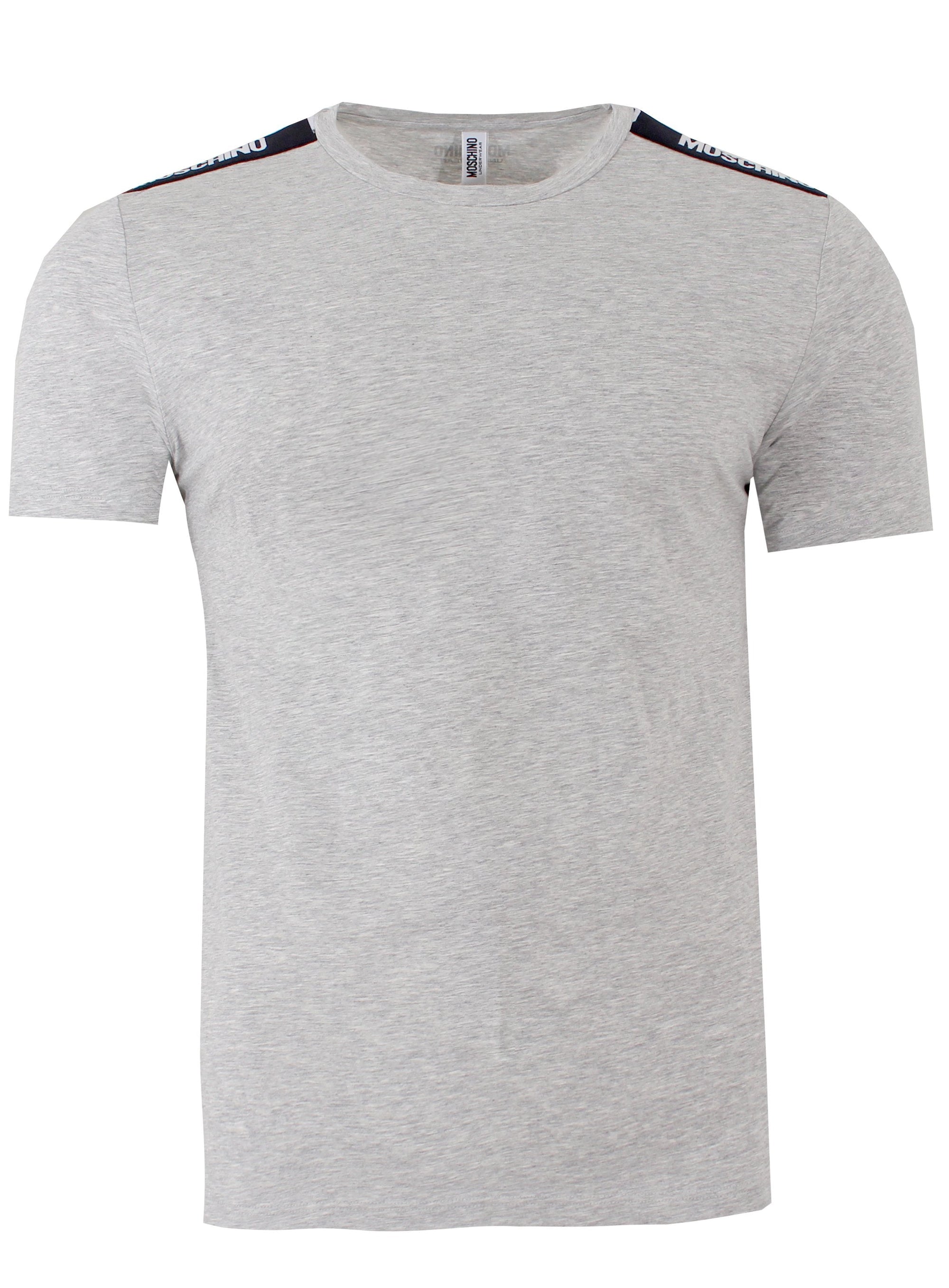 Men's Moschino Stretch Tee with Black Side Logo-Grey