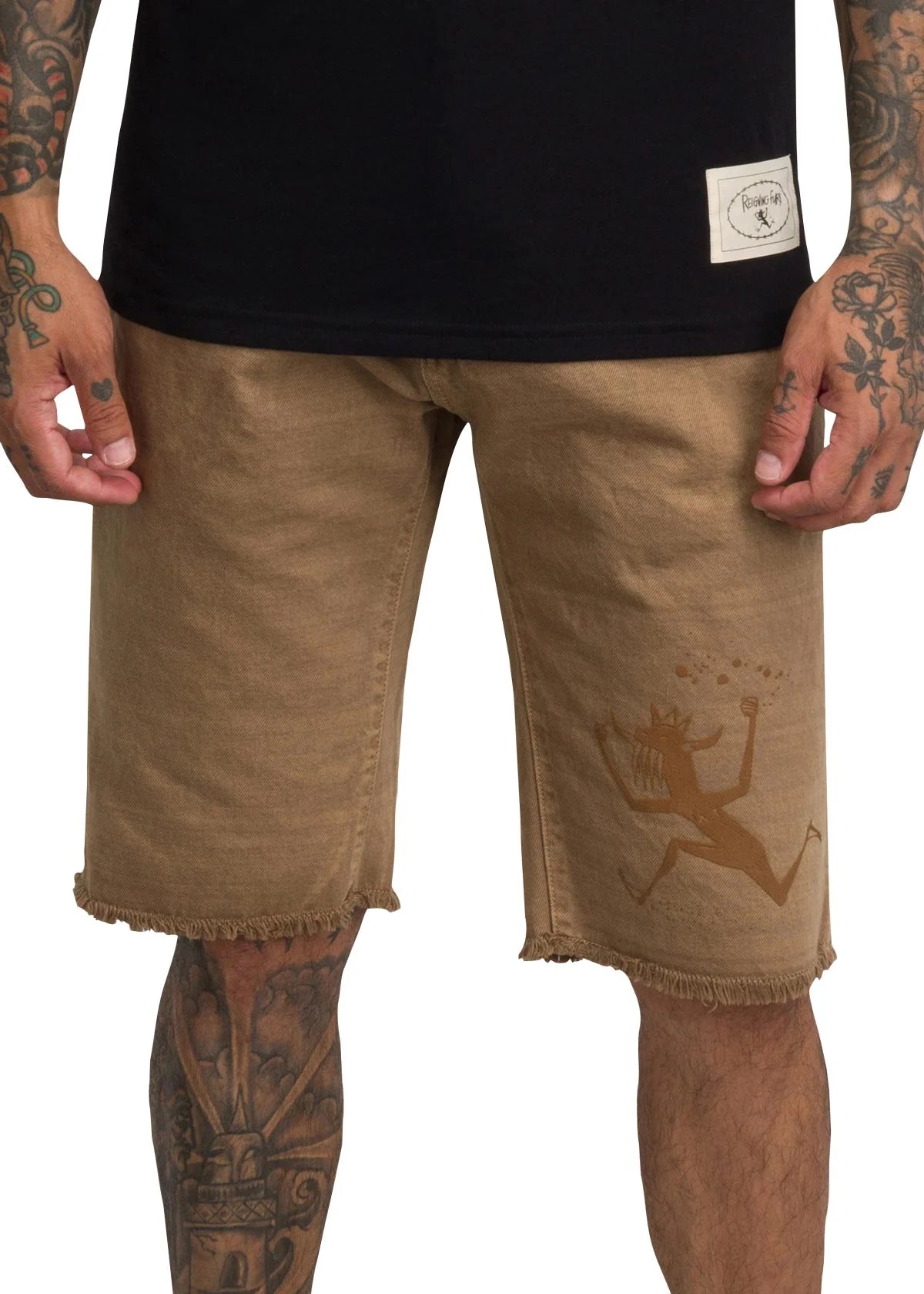 REIGNING FURY DENIM SHORT - TAN