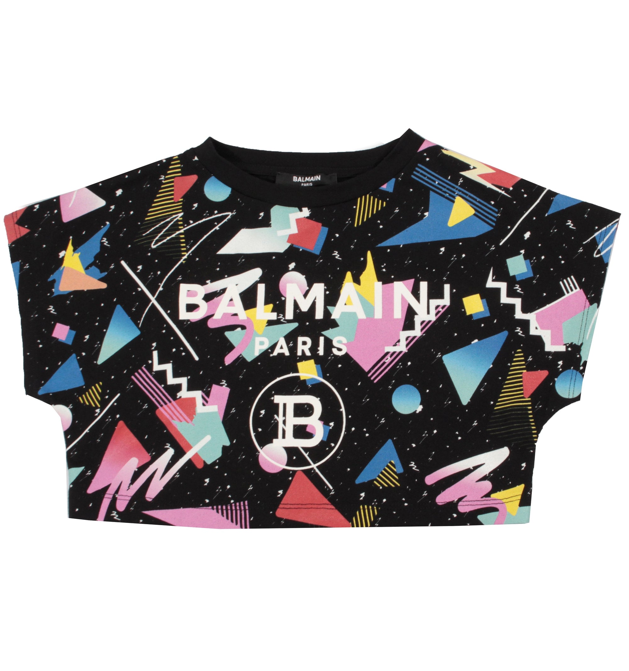 Girls Cropped Tee with multi color shapes