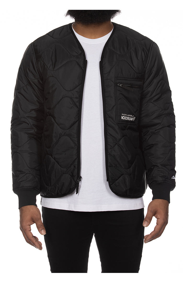 quilt work jacket - black