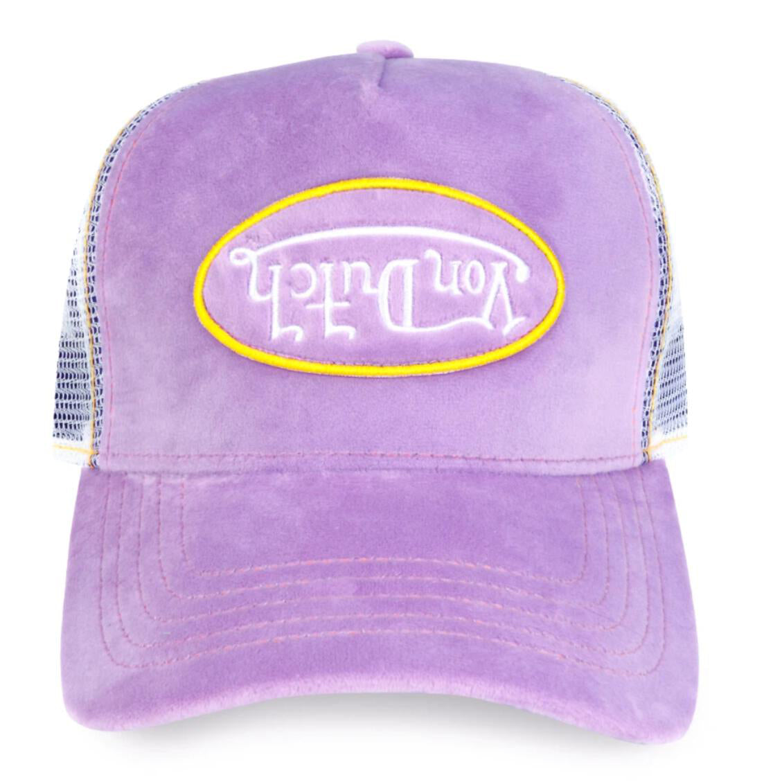 UPSIDE DOWN LOGO VELVET PURPLE TRUCKER