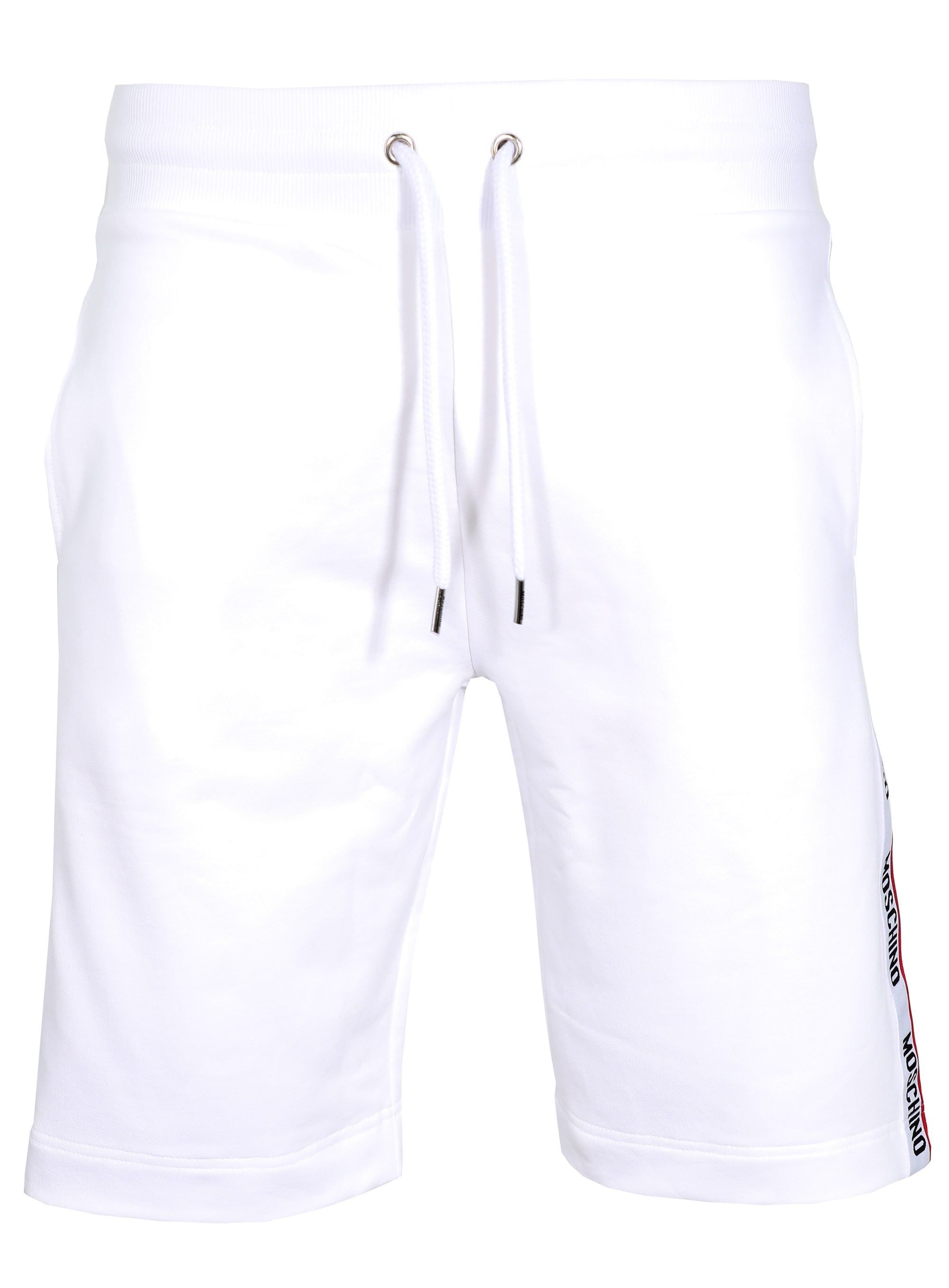 MEN'S MOSCHINO SIDE STRIPE LOGO SHORTS - WHITE