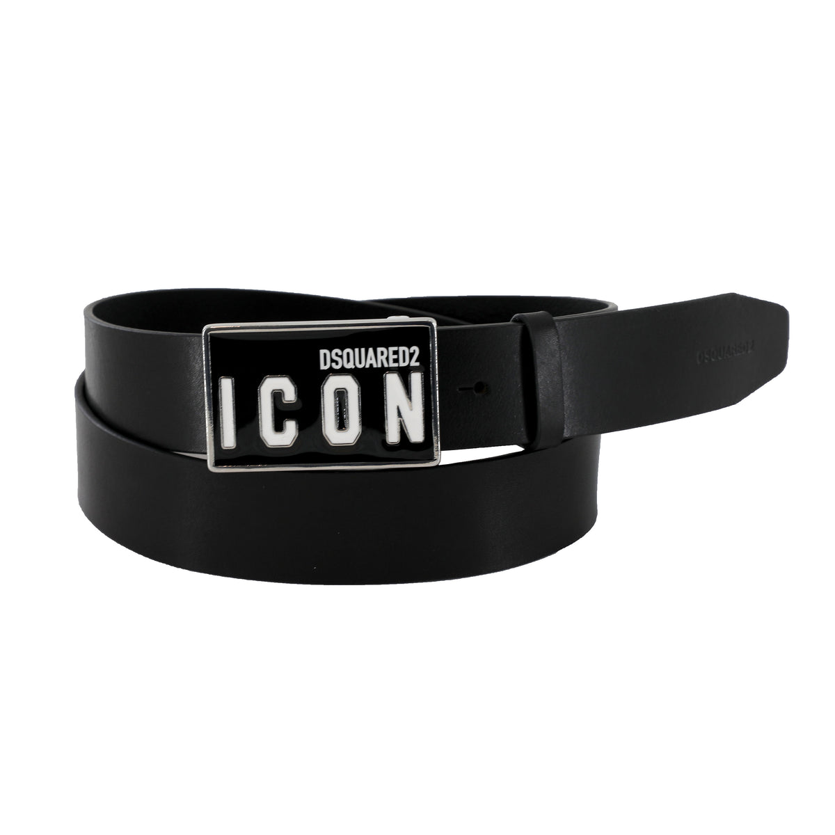 DSQUARED BE ICON PLAQUE BELT - BLACK - PureAtlanta.com