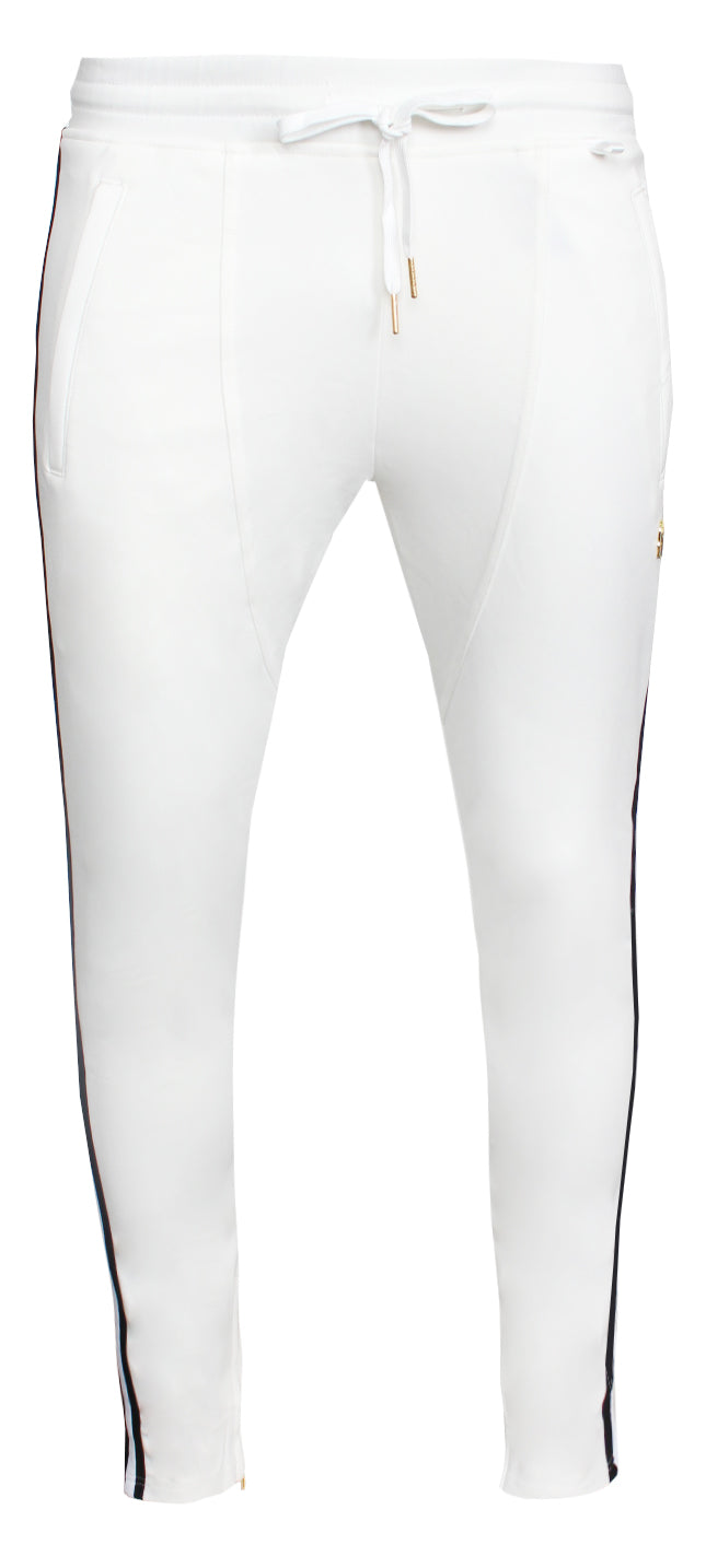 Men's Milk & Cookies Track Pants with Side Stripes-White