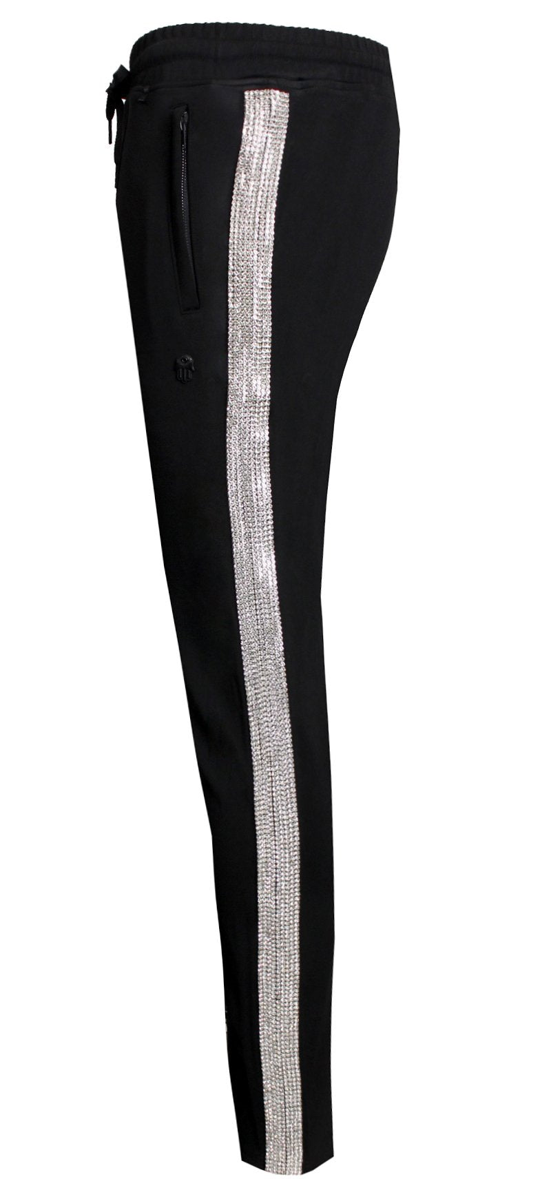 Men's Shine Collection Pants with Side Diamonds-Black