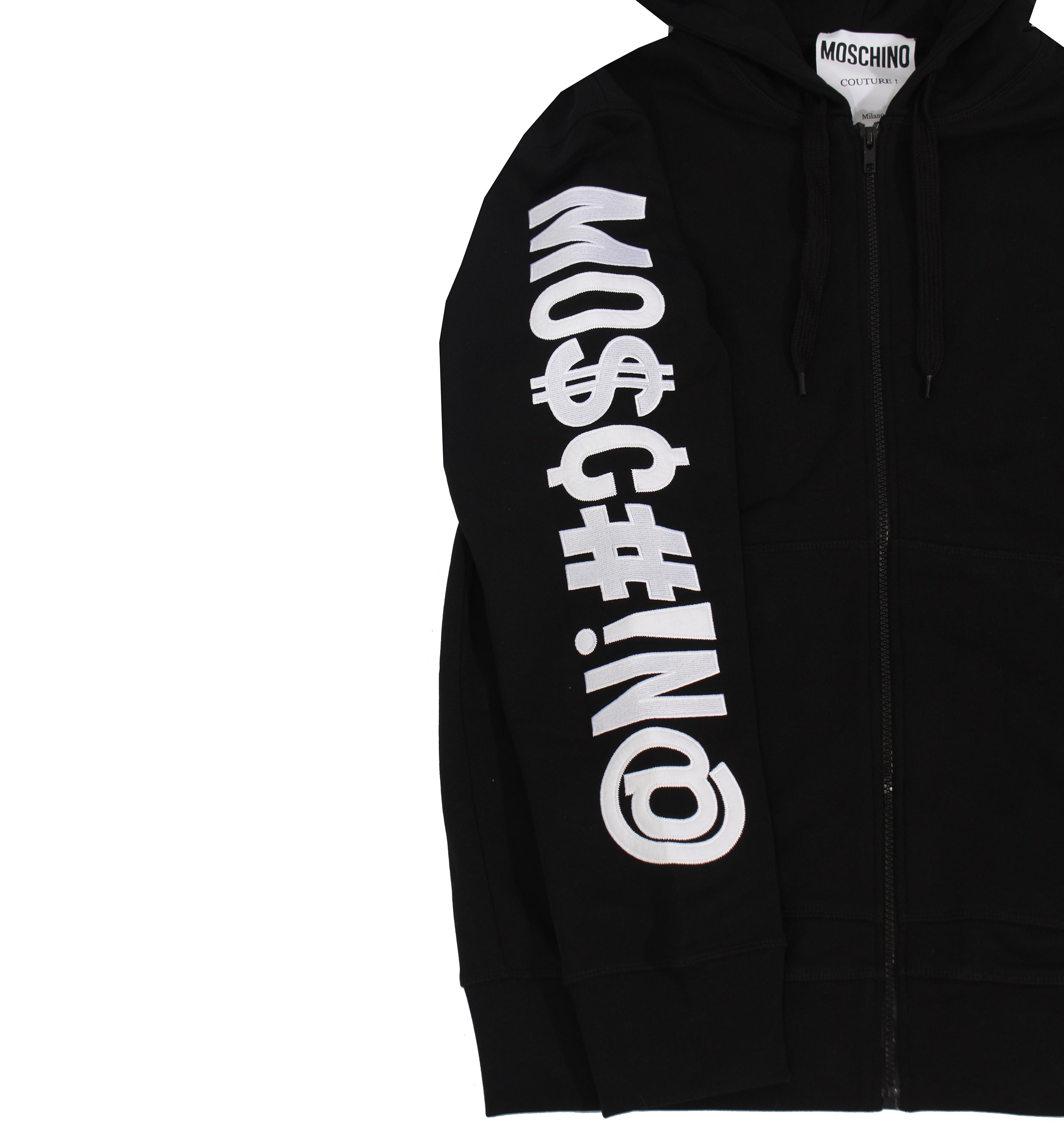 Moschino Embroidered Zip Up Jacket Black