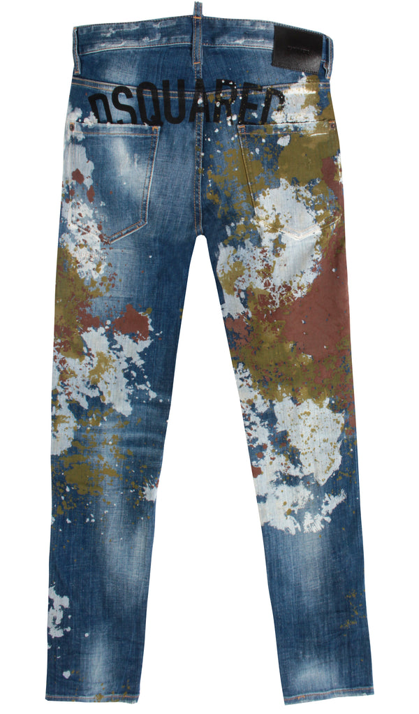 Buy Dsquared2 Men Navy Paint Splatter Denim Jeans Online - 679512