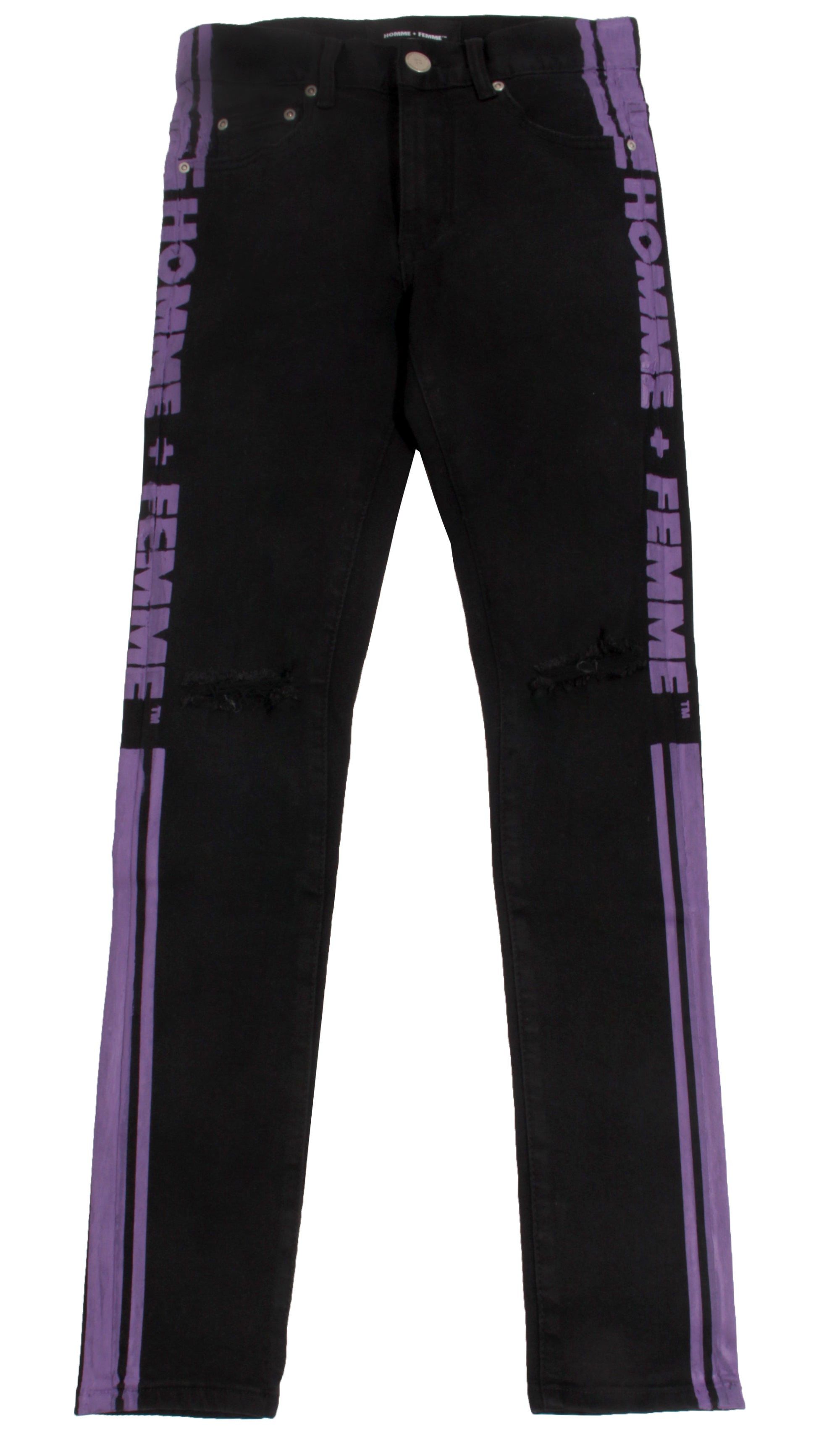 Striped Denim Black W/ Purple