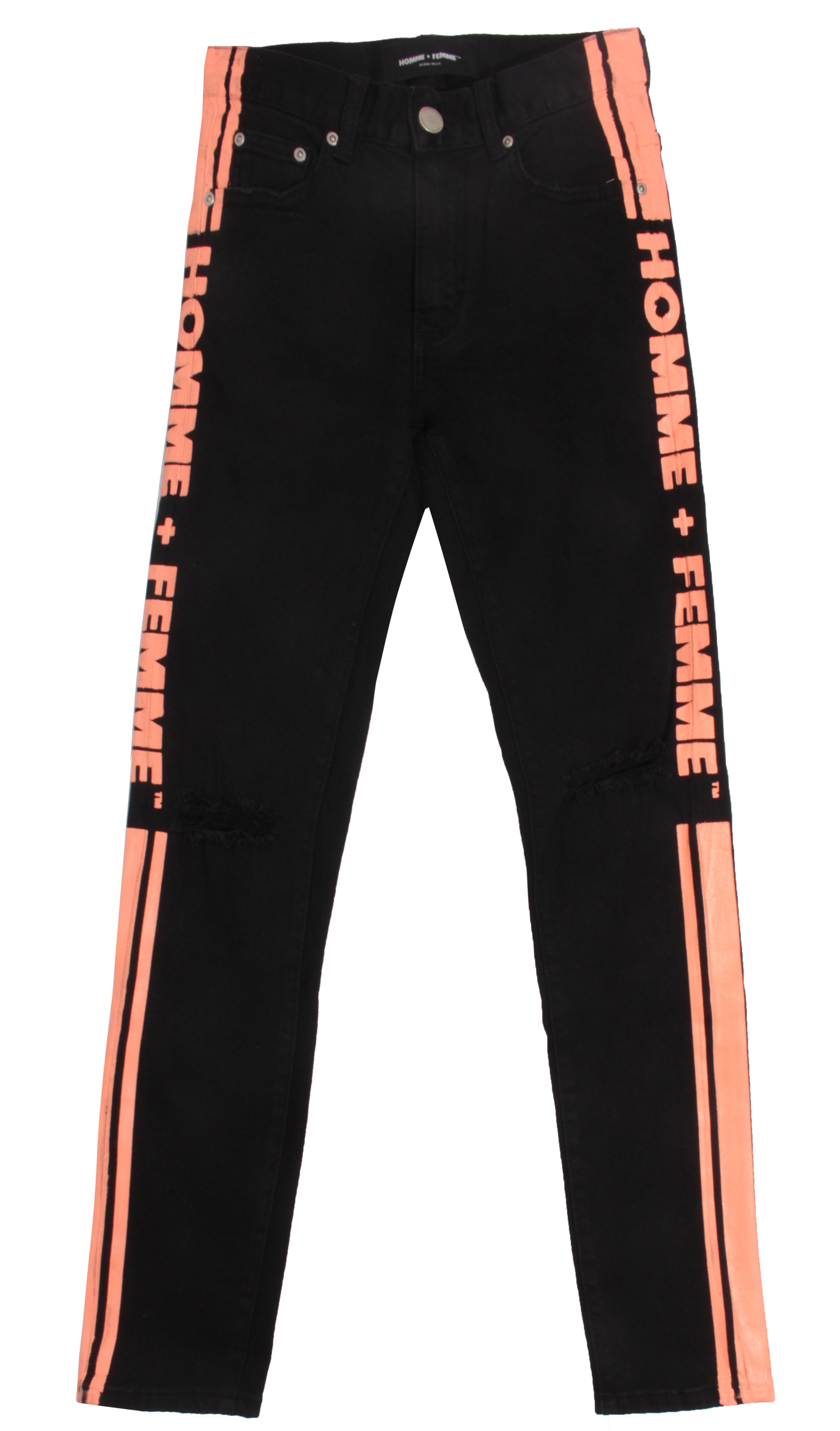 Striped Denim Black w/ Powder Pink