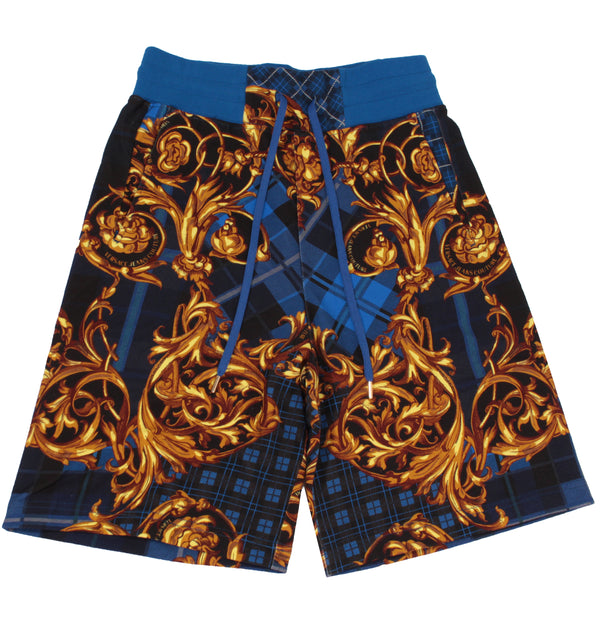 Versace Jeans Couture Blue & Gold Garland Sun Print Swim Shorts for Men