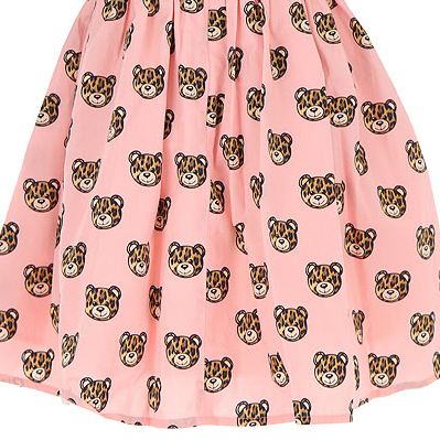 Kids Moschino -Girls Short Sleeve Dress with All over Teddy Print