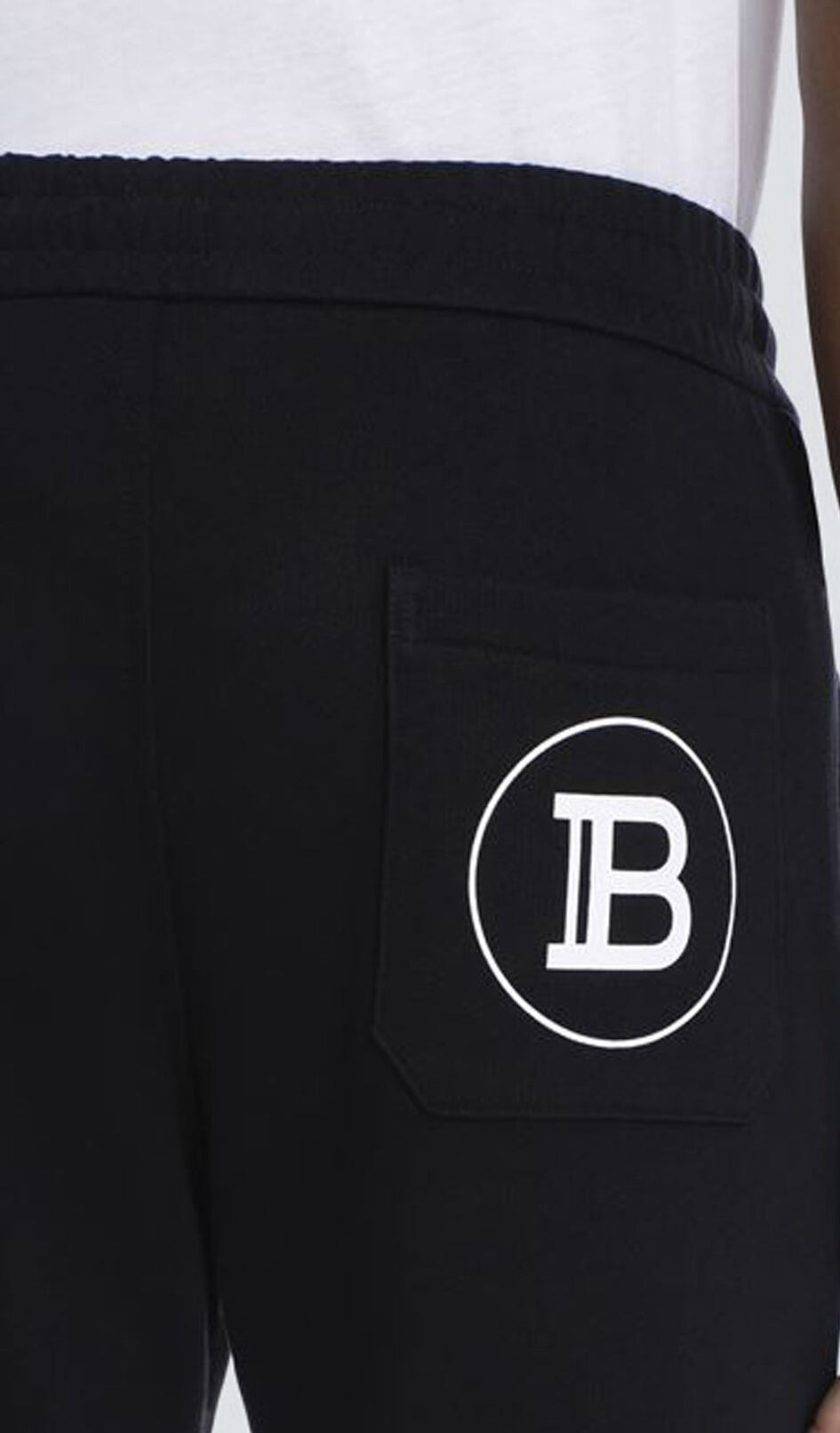 RIBBED BALMAIN PRINTED SWEATPANTS NOIR BLANC